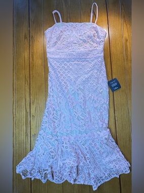 Lulus Pink Lace Midi Dress NWT- Size M 🌸